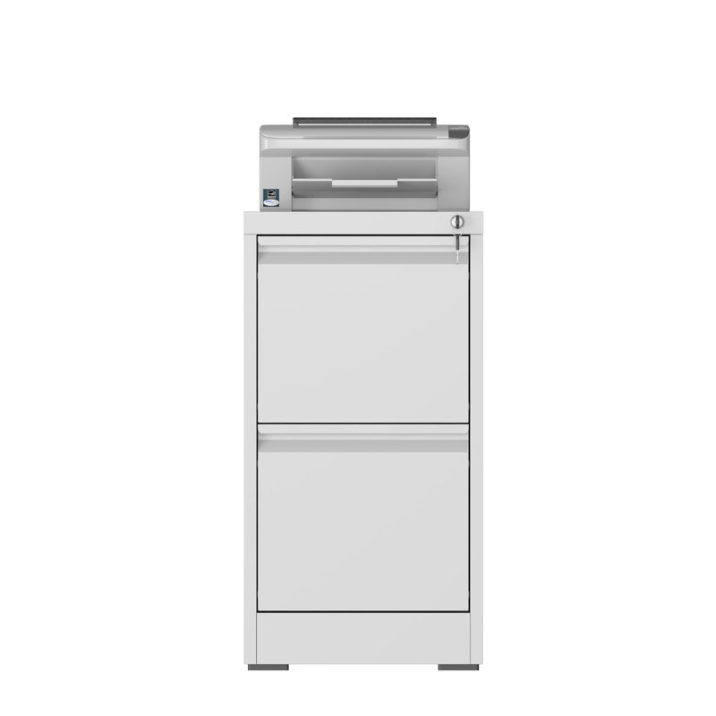 2 Drawers Metal Vertical File Cabinets with Lock-Durable for Home & Office., White