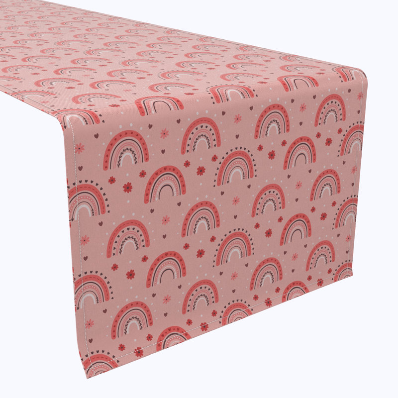 Rectangular Geometric Cotton Twill Table Runner, 108" L x 16" W