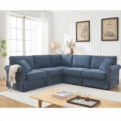 Modular Sectional Sofa Set,Convertible L Shaped Couch ,5 Seat,Reversible Sectional Sofa Couch,Upholstered,Corner Sofa,Rolled Arms,Soft Linen Fabric