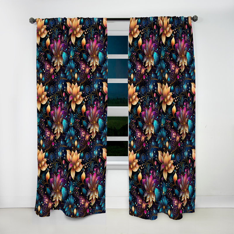Moroccan Dream Boho Motif I - Rideau floral - Rideau floral obscurcissant - 1 panneau, L 52 po x L 95 po
