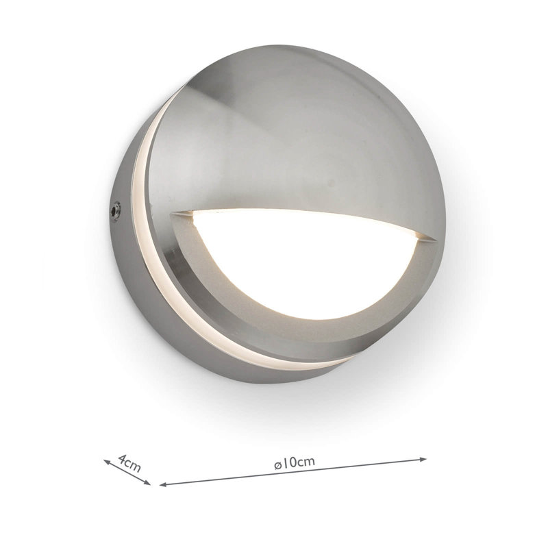 Cotman Brushed Aluminium 10cm H Hard Wired Integrated LED Outdoor Wall Lantern