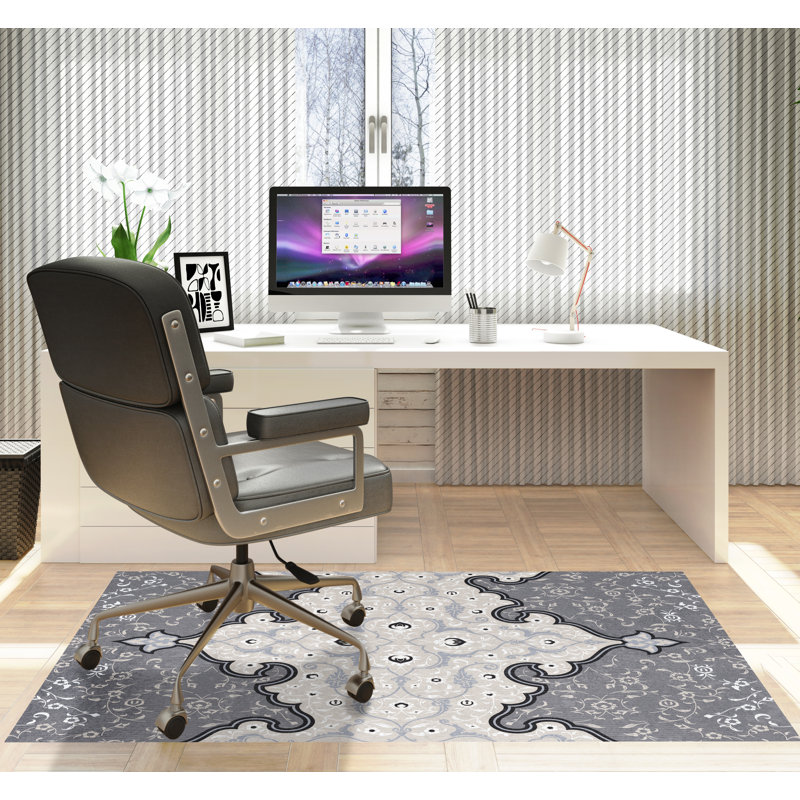 Tapis pour chaise rectangulaire à poils courts Belle, L 36 po x L 60 po, gris