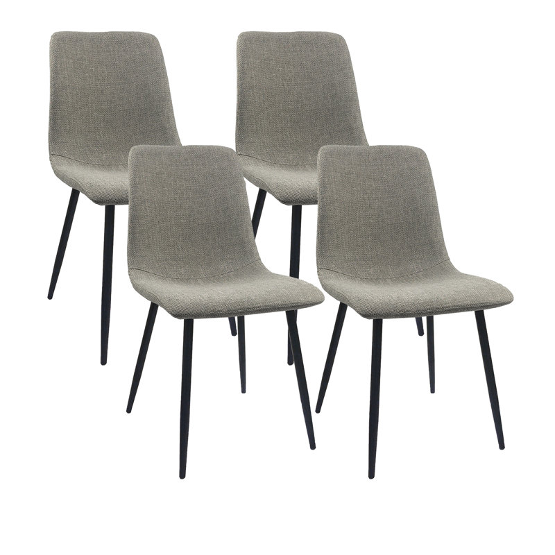 4 chaises de salle à manger de style moderne avec siège rembourré en lin et structure en métal robuste pour le soutien de l'écurie