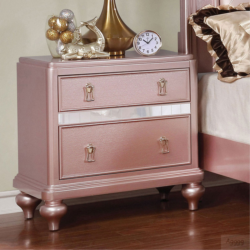 Panneaux décoratifs de miroir de table de chevet élégants et contemporains en or rose 1pc