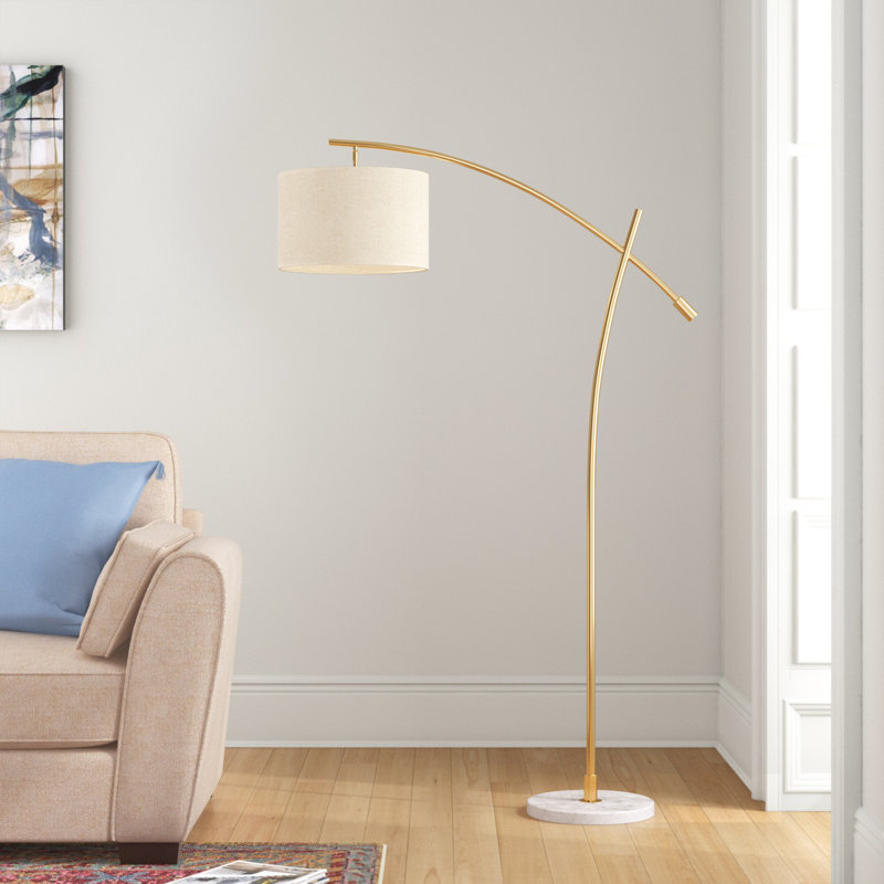 Lampe sur pied arquée 65 po Austeja, Blanc, Argent
