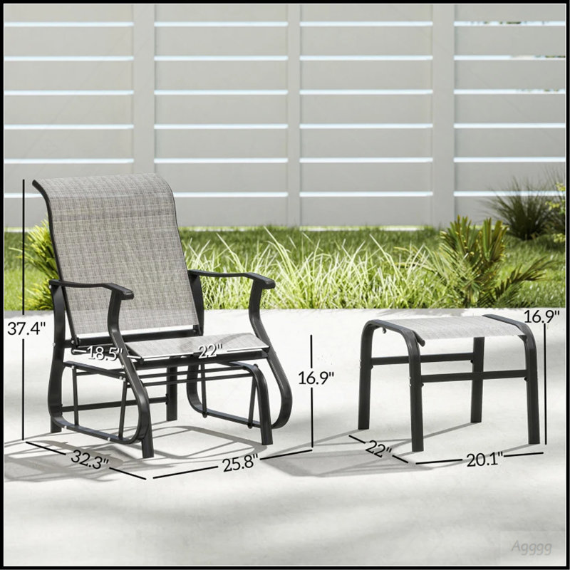 Fauteuil coulissant à haut dossier, fauteuil d'extérieur, Noir, gris