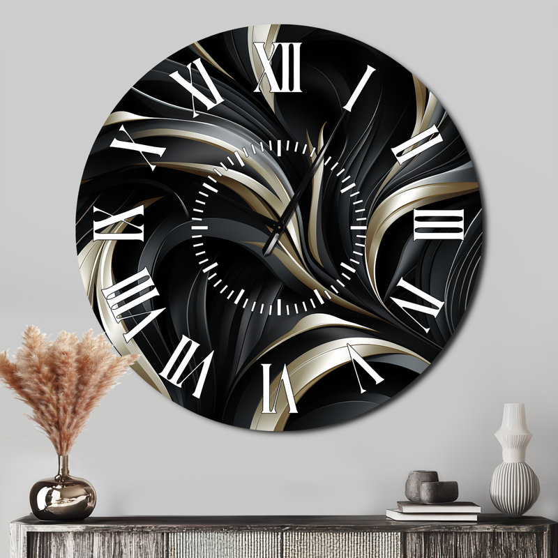 Horloge murale à fond blanc foncé et noir Elegance, Surdimensionné