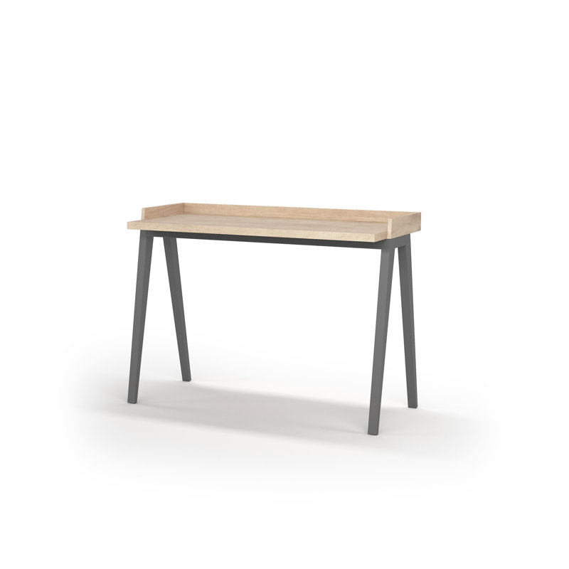 Mcraney Solid Wood Writing Desk, Grey, Oak