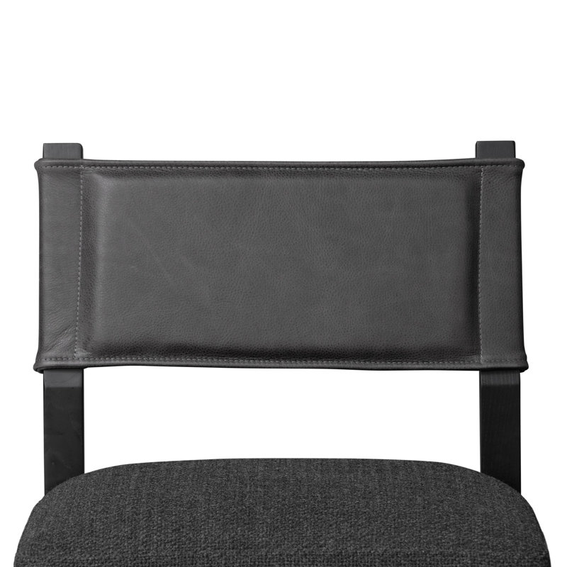 Side Chair in Charcoal, Polyester/Leather Palermo Black, Black