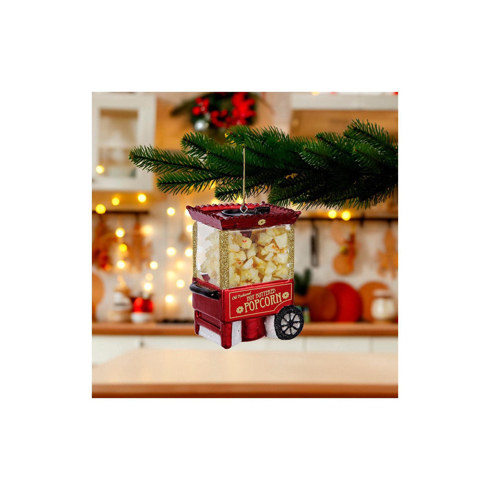 Kurt Adler Noble Gems Glass Ornament for Christmas Tree, Popcorn Machine