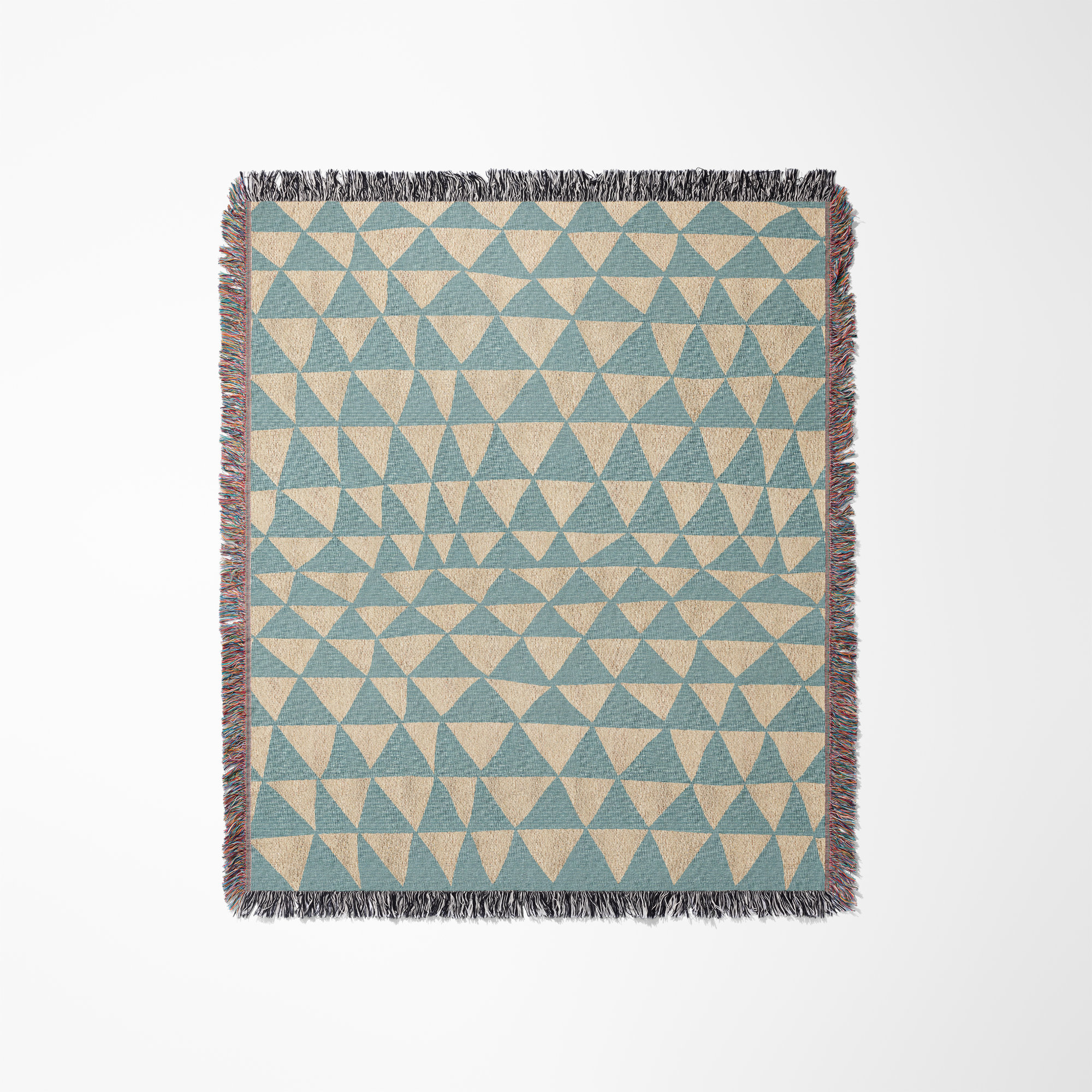 Kelia Cotton Throw Blanket, Throw, Blue/Beige