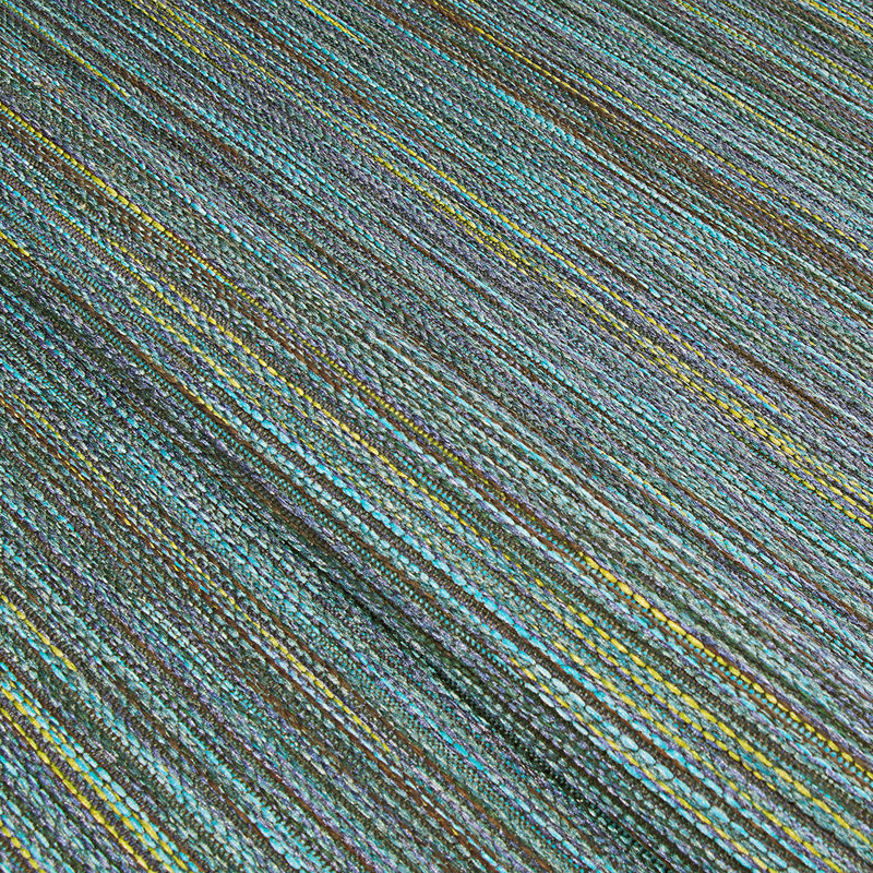 Tapis rayé bleu sarcelle à tissage plat bleu sarcelle Ellenton, Rectangle 3 pi 11 po x 5 pi 5 po