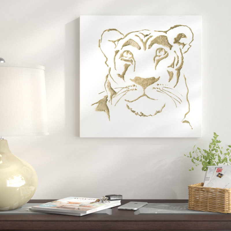 « gilded lioness », impression sur toile, H 12 po x l 12 po x P 0,75 po, Pas de tapis, Toile tendue
