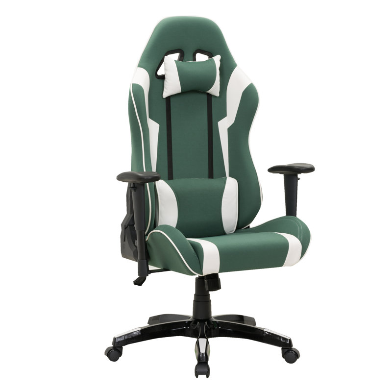 Latitude Run® Adjustable Reclining Ergonomic Swiveling PC & Racing Game Chair, Green/White