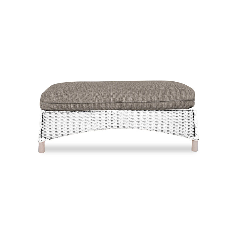 Mandalay Outdoor Ottoman, White, Rollo Linen