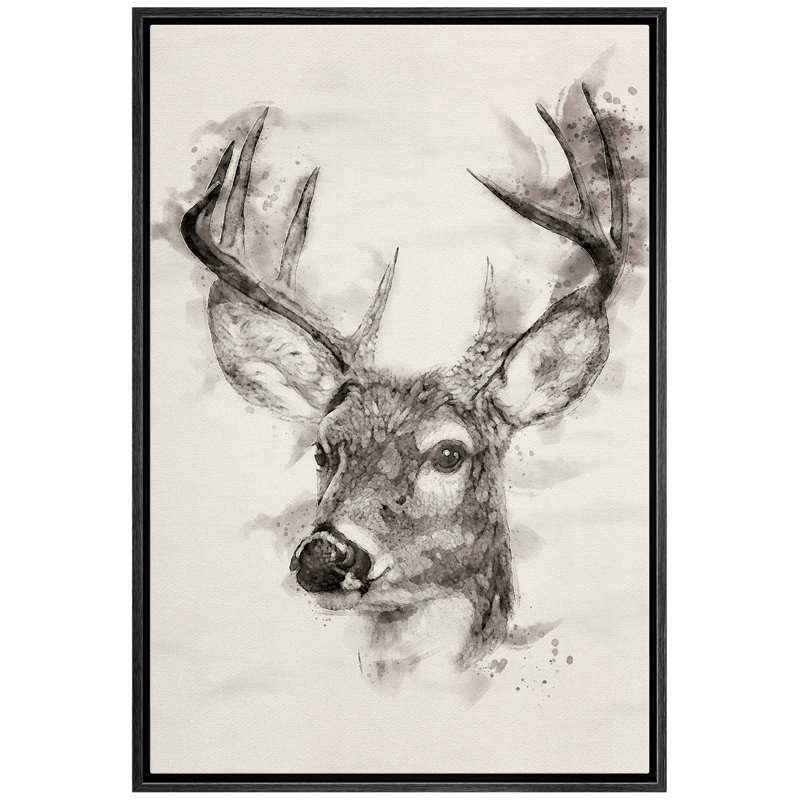 IDEA4WALL - Portrait d'une tête d'aquarelle, H 36 po x l 24 po x P 1,5 po, Noir