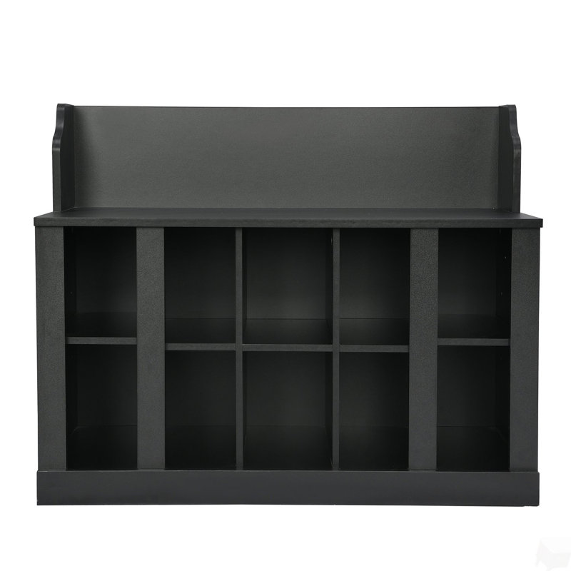 Shoe Storage Bench with Shelves and 4 Hooks, Elegant Hall Tree with Wall Mounted Coat Rack, Entryway Organizer For Hallway, Foyer, Mudroom