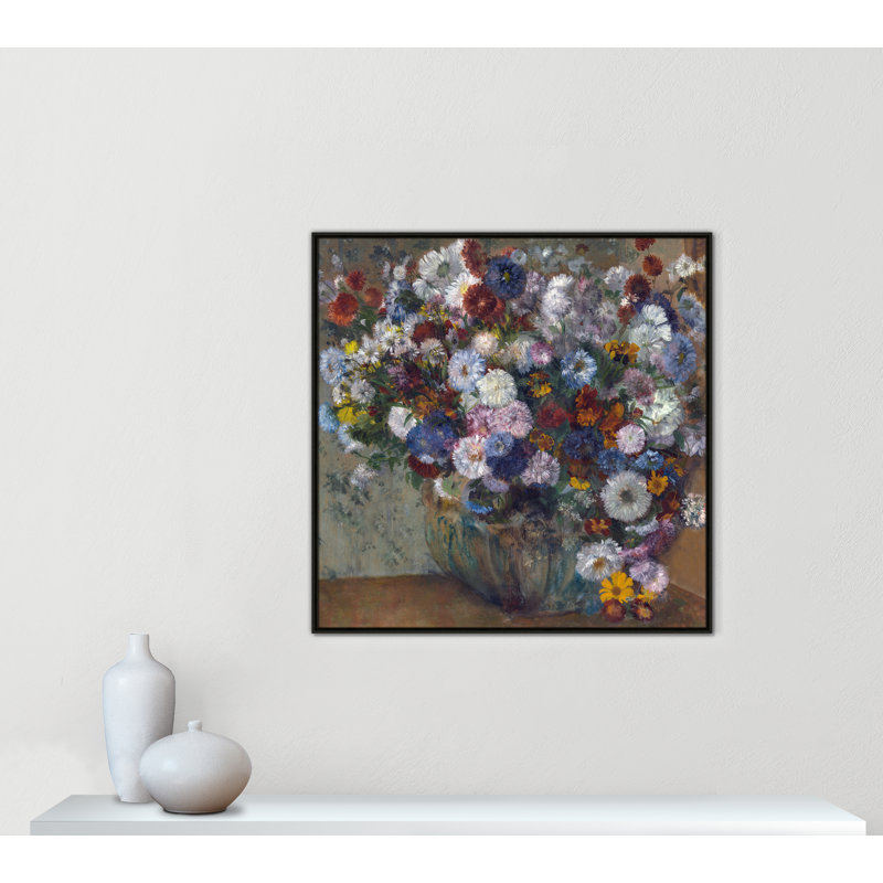 «A Vase of Flowers» par Edgar Degas, Toile encadrée flottante espresso, Pas de tapis, H 41,5 po x l 41,5 po x P 2 po
