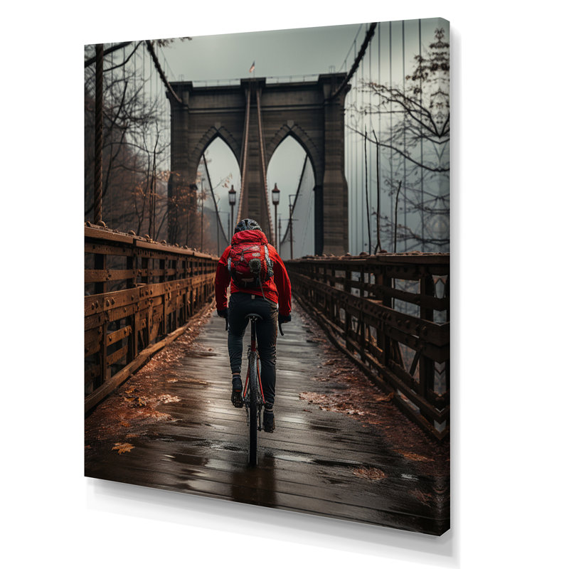 «Goulds Red Gray Brooklyn Bridge», reproduction sur toile, H 40 po x l 30 po x P 1,5 po, Toile tendue