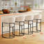 Tabouret de bar 26 po à hauteur de comptoir, base en similicuir blanc et métal noir-60977732-60977727
