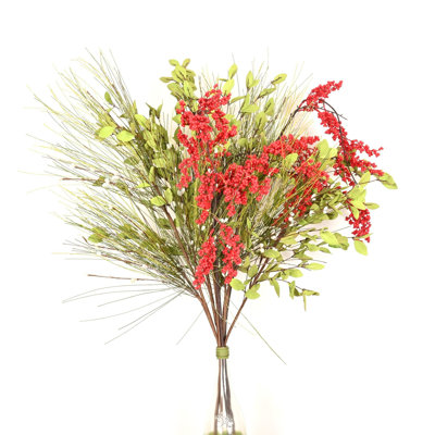 36 po Tige artificielle de baies d'herbes artificielles de Noël pour Noël, décorations artificielles