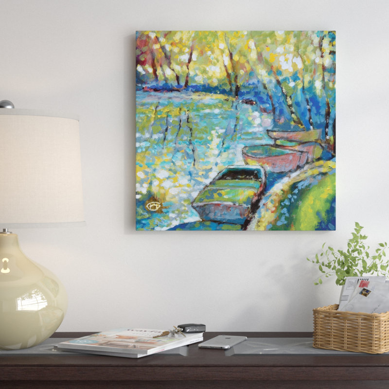 « summer bateau », impression sur toile, H 12 po x l 12 po x P 1,5 po, Pas de tapis, Toile tendue