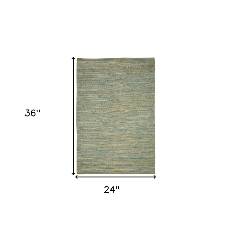 Tapis tissé à la main à rayures beige et brun en jute 2 pi x 3 pi Aqua, Rectangulaire 2 pi x 3 pi