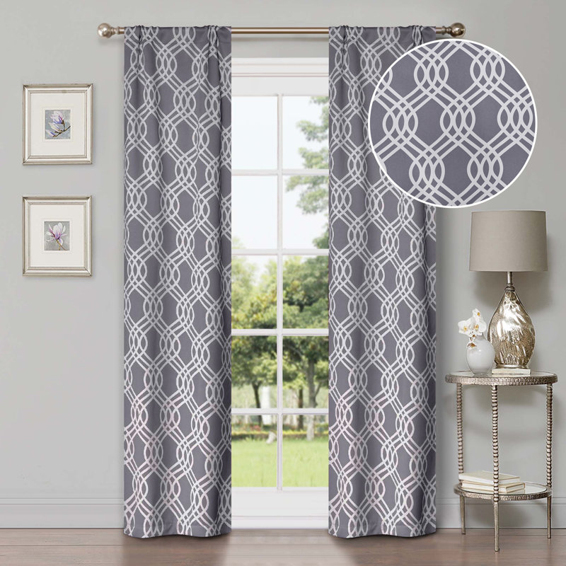 Scotia 100% Polyester Light Filtering - Room Darkening Curtain Pair, Silver, 42" W x 63" L