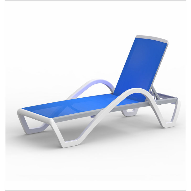 Patio Chaise Lounge Adjustable Aluminum Pool Lounge Chairs with Arm All Weather Pool Chairs for Outside,in-Pool,Lawn, Blue