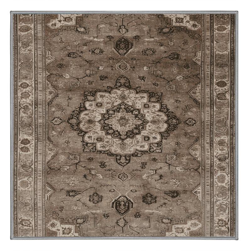 Machine Washable Persian Gray Area Rug, Square 7'