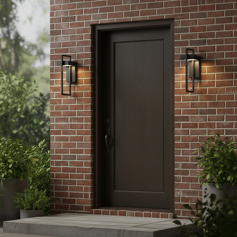 Iron Black Outdoor Wall Light Led Wall Sconce For Porch Patio Door with Remote, 10 W, 16.54'' H x 6.69'' W x 6.89'' D