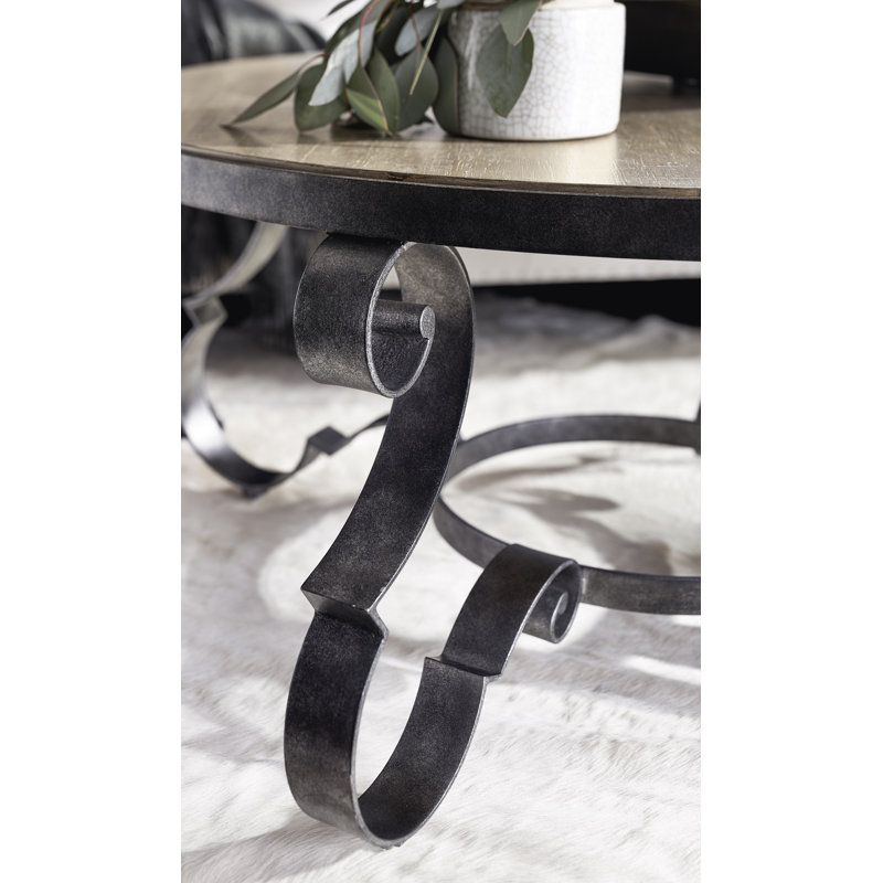 Villa Toscana Traditional Round Cocktail Table with Storage in Beige