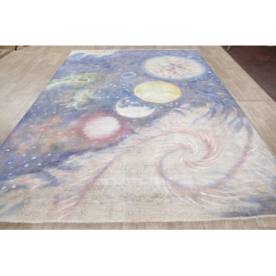 Tapis de zone en laine noué la années 1950 moderne 7 pi 11 po x 11 pi 4 po one-of-kind-the main