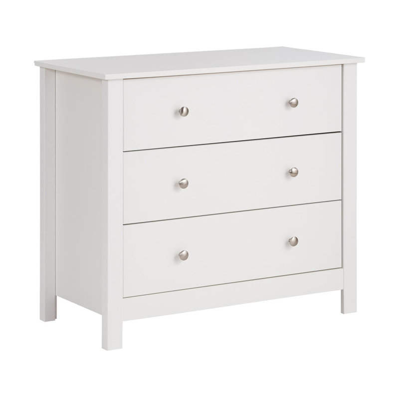 Commode 3 tiroirs l 31,5 po, Laque blanche