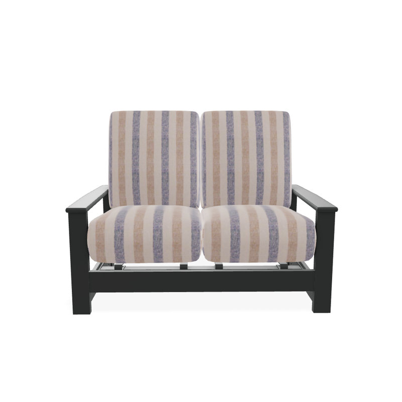 Leeward 56.5'' Wide Loveseat with Cushions, Graphite, Spectrum Mushroom Sunbrella® Plainweave