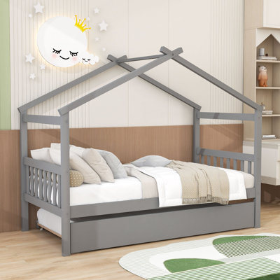 Wood Daybed with Twin Size Trundle, Legs and Slats