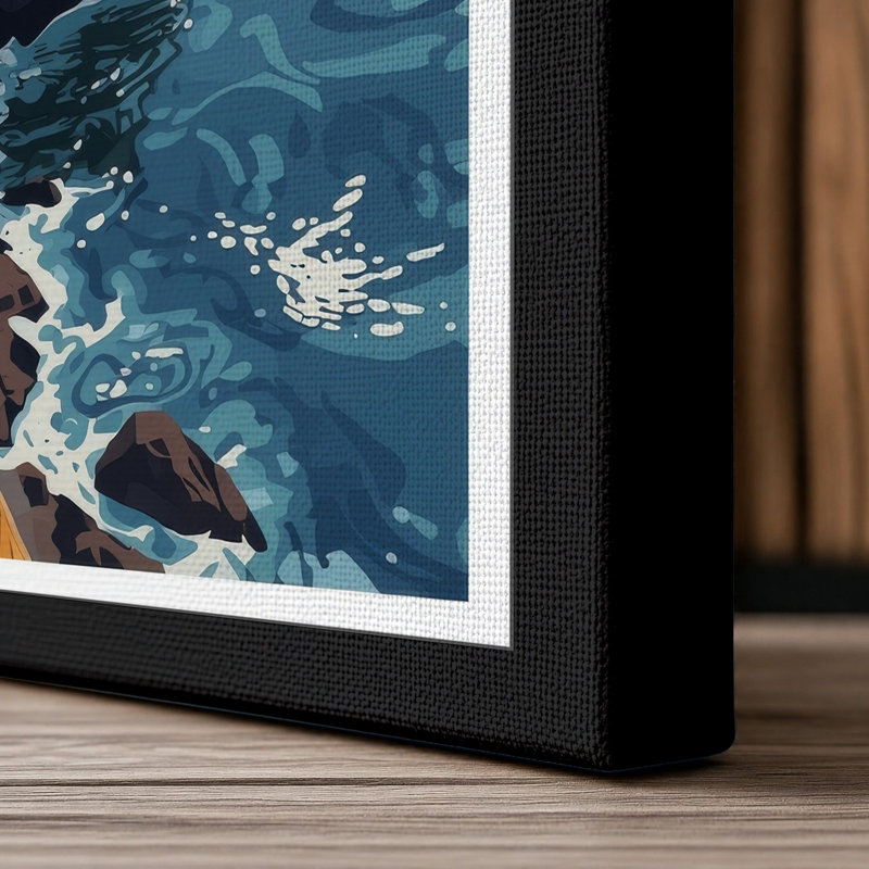 Cliffs at the Edge Coastal - Wrapped Canvas, 18x12 - 45.7 x 30.5 cm, Black Border