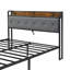 Structure de lit très grand avec lumières DEL, tête de lit avec rangement, chargement USB, 2 tiroirs, aucun sommier requis, gris, 86,6 x 76 po
