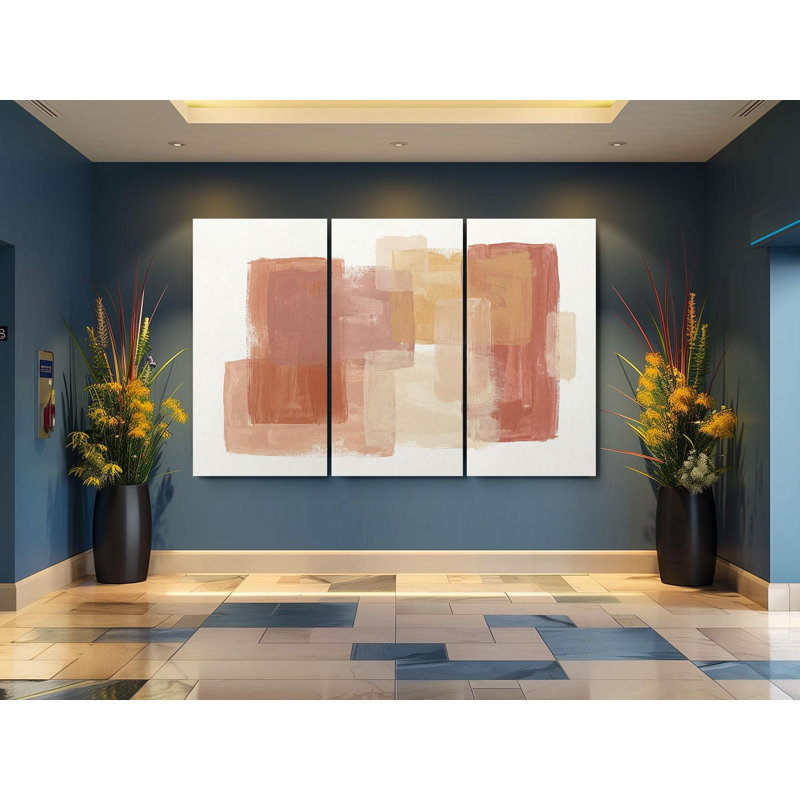 Reproduction d'art abstrait triptyque, art mural terre cuite terreux, 3 pièces de décor minimaliste bohème, peinture de rouille beige moderne, art de la galerie neutre, reproduction de peinture