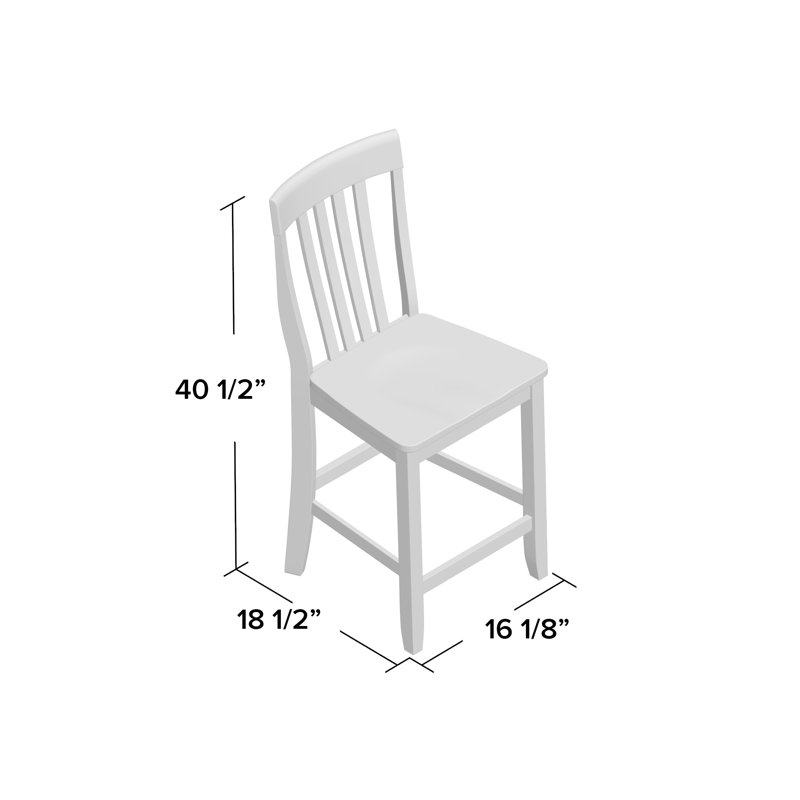 Diamondback Solid Wood Counter Stool, Counter Stool (24" Seat Height), White