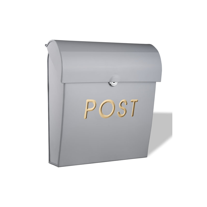 Buecker Aluminum Wall Mounted Post Box, 32cm H x 30cm W x 12.5cm D, Grey