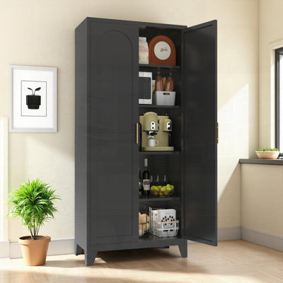 Armoire de rangement en métal avec portes et tablettes réglables, pour chambre à coucher, salon