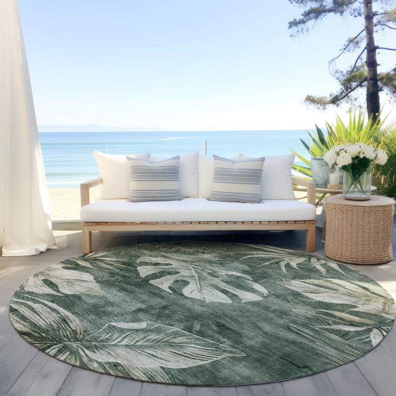 Tapis intérieur / extérieur lavable à la machine Xhevrie, Rond 8 pi