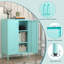 Armoire de rangement en métal, armoire d'appoint à 2 portes, armoire avec tablettes réglables, armoires-vestiaires avec pieds pour le salon, garde-manger, bureau, bleu