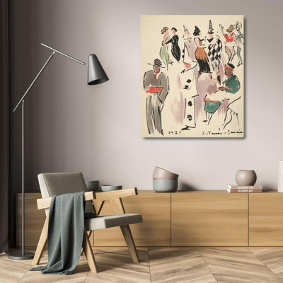 "Artists’ Ball; Pierrot, Harlequin, and Dancers" by  Joaquín Torres-García - Gallery Wrap Canvas Wall Art