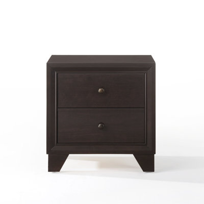 Table de chevet à 2 tiroirs à finition espresso et mobilier de chambre décontracté en bois 1 pièce (table de chevet seulement)