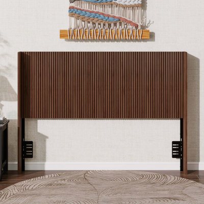 Fluted Wood Headboard with Adjustable Metal Brackets