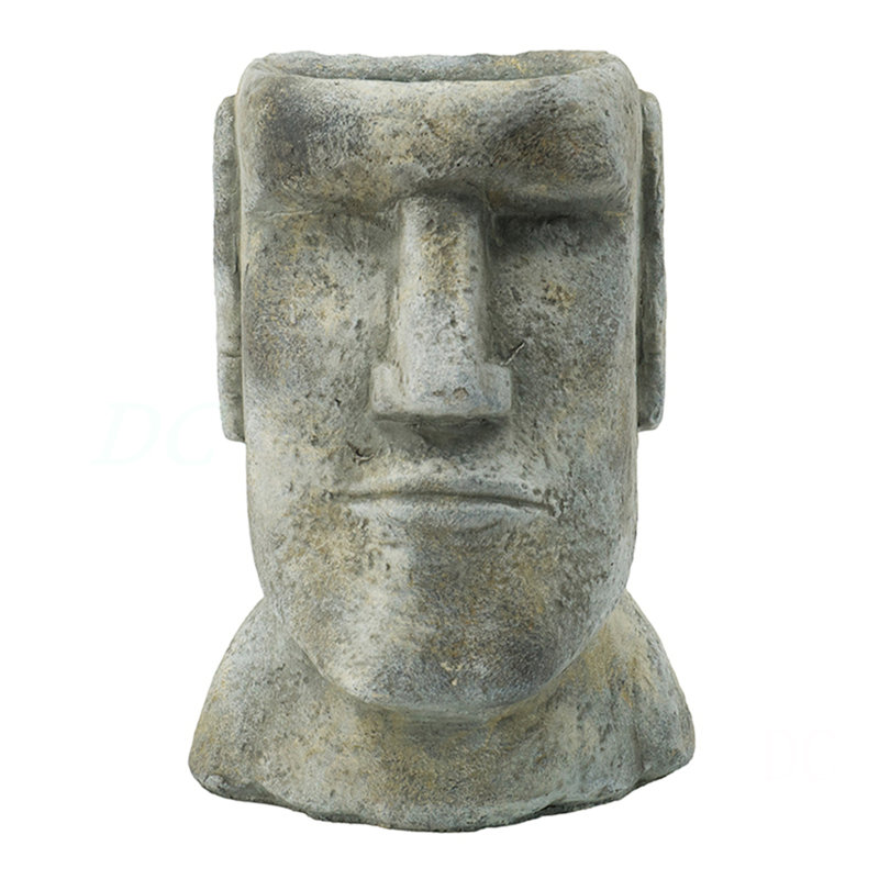 5X5.5X9" Easter Island Cement Planter