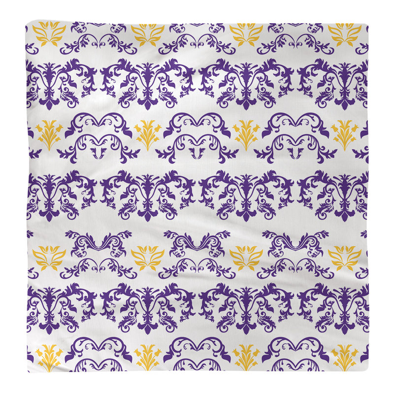 Damask Square Napkin, Purple/White/Gold, Cotton, 22" W x 22" L
