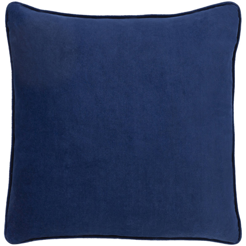 Safflower Cotton Throw Pillow Cover, Navy, 22" H x 22" W, Polyester/Polyfill